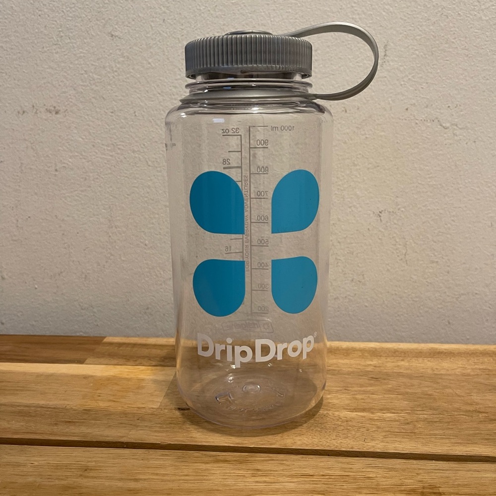 Nalgene x DripDrop 32oz Wide Mouth Water Bottle - Clear & Blue